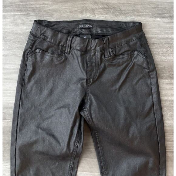 Suko Coated Canvas Black Skinny Jeans Size 2 Stretch Roadrunner Apparel - Picture 3 of 5